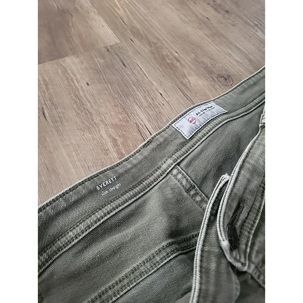 AG Adriano Goldschmied Everett Slim Straight Pants Olive Green Mens 40x33 - Picture 2 of 8